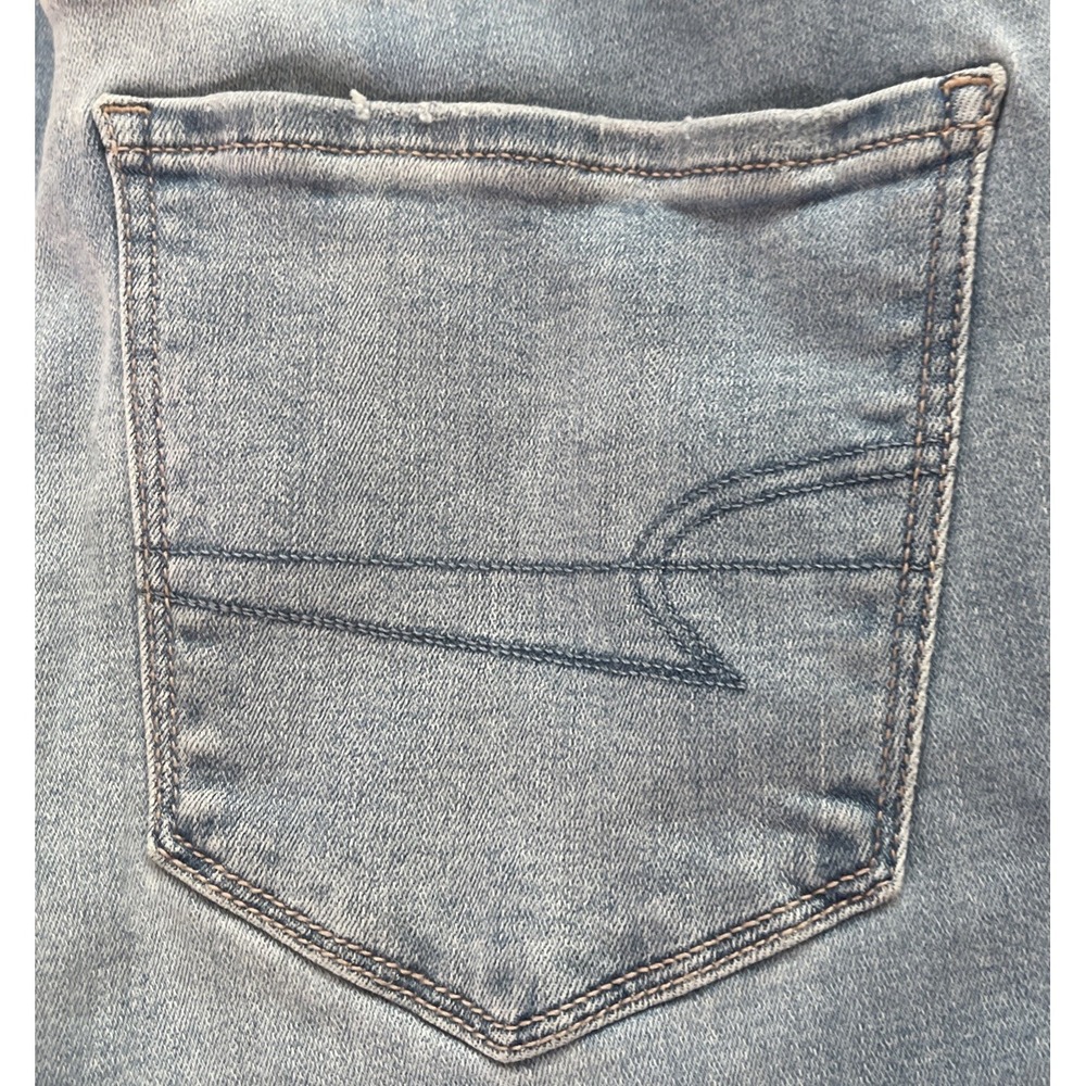 American‎ Eagle Denim Jeans Curvy High Rise Flare Distressed Blue Women's 2 - Picture 4 of 8